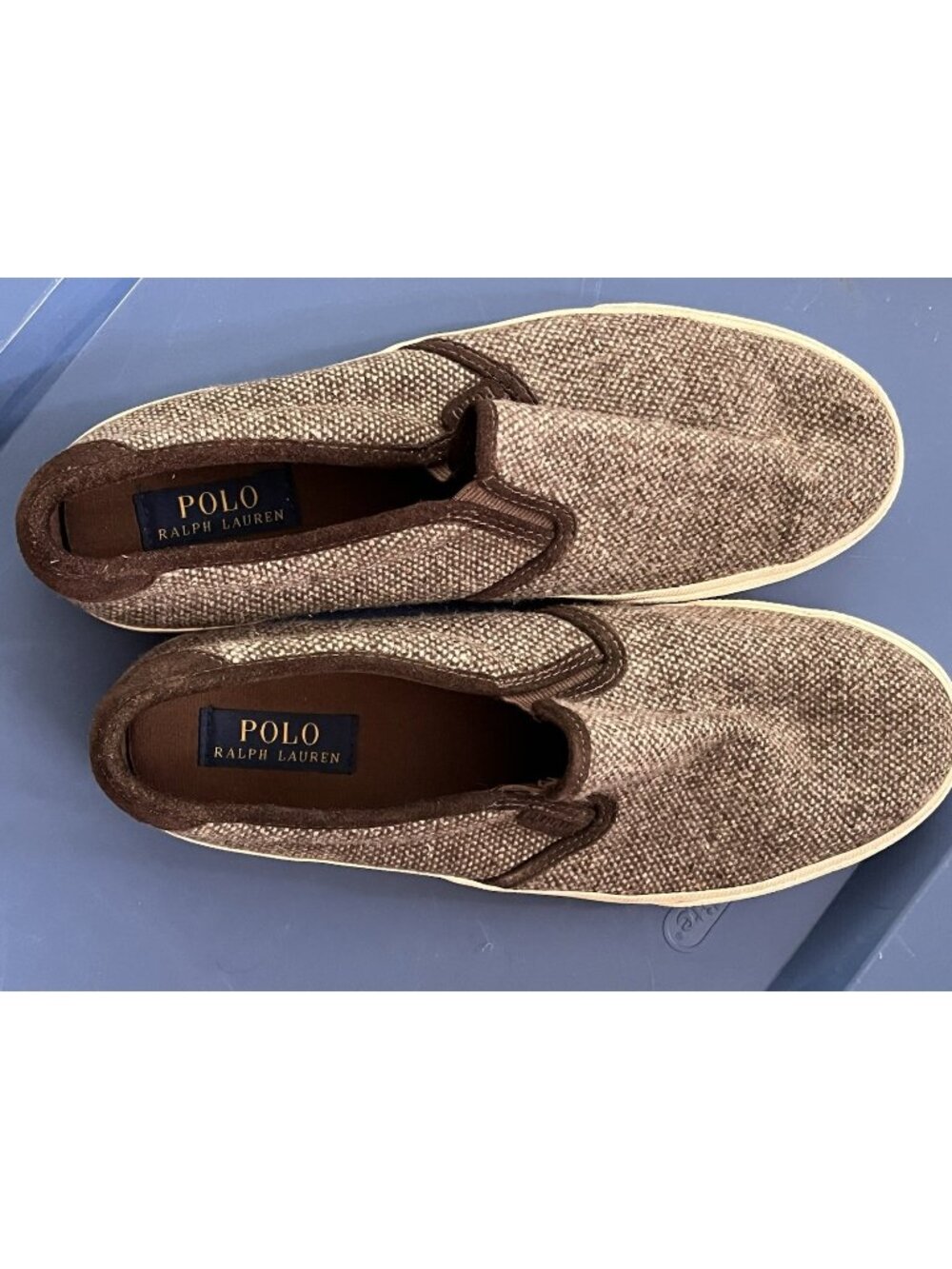 Polo Ralph Lauren Vaughn II Slip On Mens Sz 11D Brown Donegal Wool Tweed Preppy